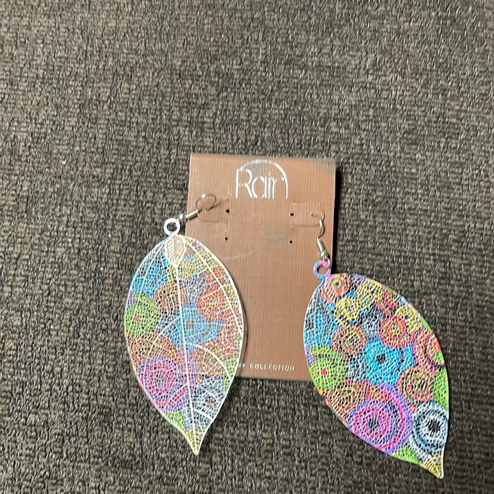 Rain brand lightweight pierced earrings pretty pastel and bright colors 2in long